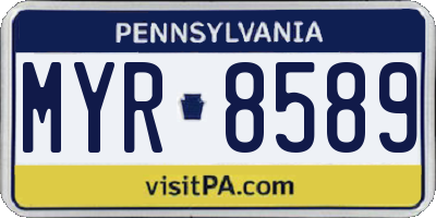 PA license plate MYR8589