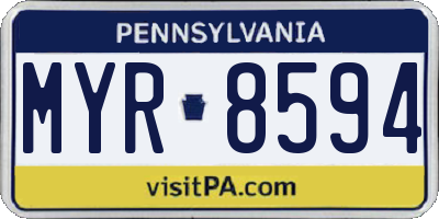 PA license plate MYR8594