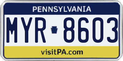 PA license plate MYR8603