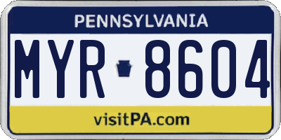 PA license plate MYR8604