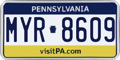 PA license plate MYR8609