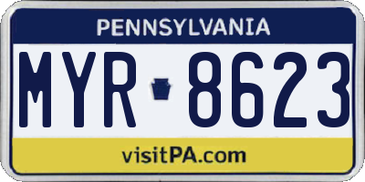 PA license plate MYR8623