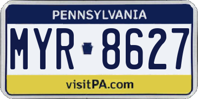 PA license plate MYR8627