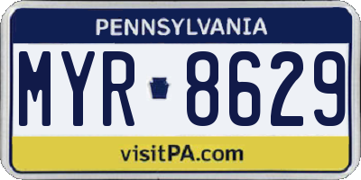 PA license plate MYR8629