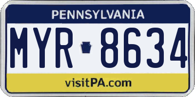 PA license plate MYR8634