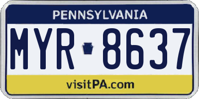 PA license plate MYR8637