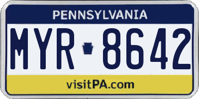 PA license plate MYR8642