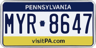 PA license plate MYR8647