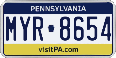 PA license plate MYR8654