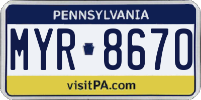 PA license plate MYR8670