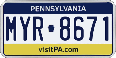 PA license plate MYR8671
