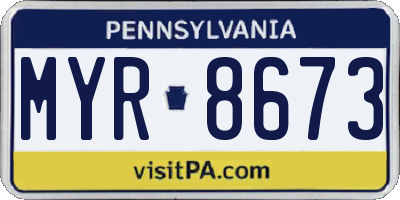 PA license plate MYR8673