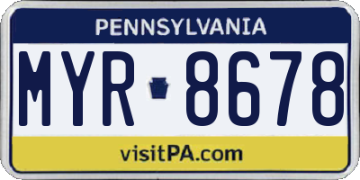 PA license plate MYR8678