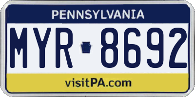 PA license plate MYR8692