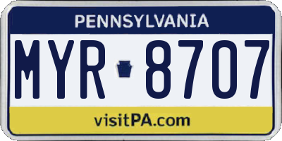 PA license plate MYR8707