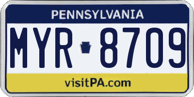 PA license plate MYR8709