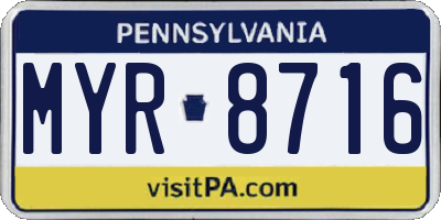PA license plate MYR8716