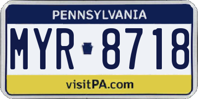 PA license plate MYR8718