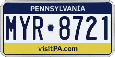 PA license plate MYR8721