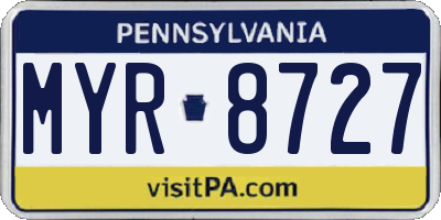PA license plate MYR8727