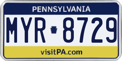 PA license plate MYR8729