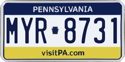 PA license plate MYR8731