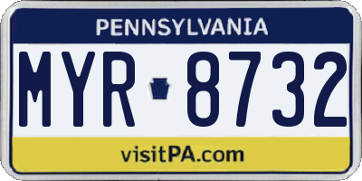 PA license plate MYR8732