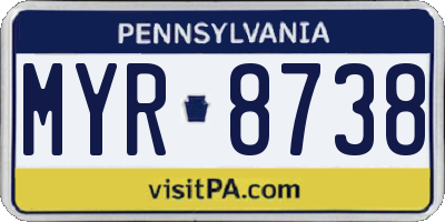 PA license plate MYR8738
