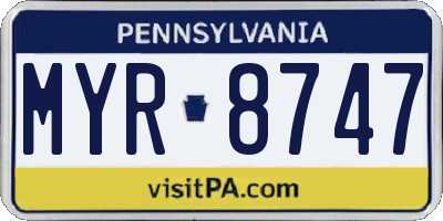 PA license plate MYR8747