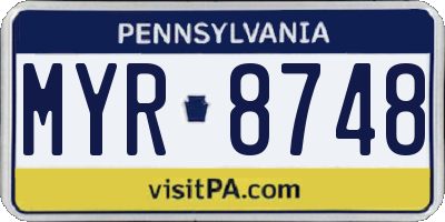 PA license plate MYR8748