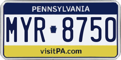 PA license plate MYR8750