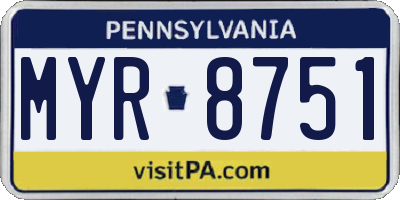 PA license plate MYR8751