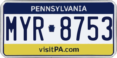 PA license plate MYR8753