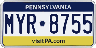 PA license plate MYR8755