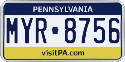 PA license plate MYR8756