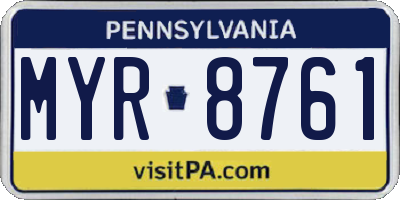 PA license plate MYR8761