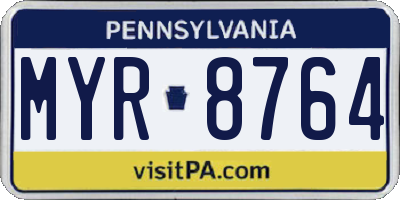 PA license plate MYR8764