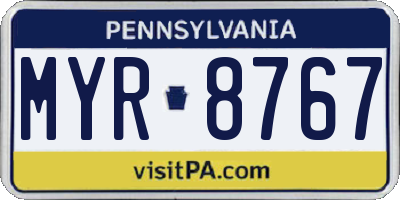 PA license plate MYR8767
