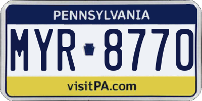 PA license plate MYR8770