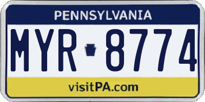 PA license plate MYR8774