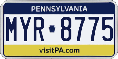 PA license plate MYR8775