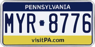 PA license plate MYR8776