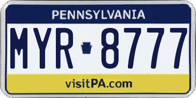 PA license plate MYR8777