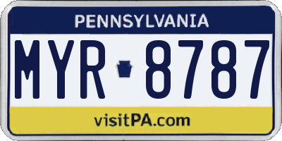 PA license plate MYR8787