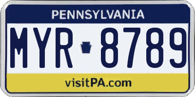 PA license plate MYR8789