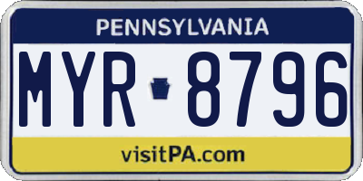 PA license plate MYR8796