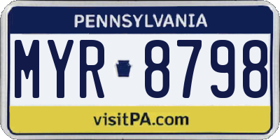 PA license plate MYR8798
