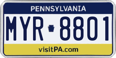 PA license plate MYR8801