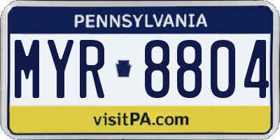 PA license plate MYR8804