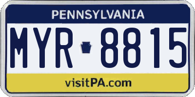 PA license plate MYR8815